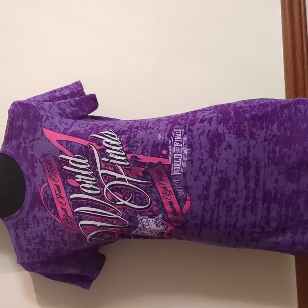 Next Level Apparel vivid purple graphic Tshirt, sized Large.